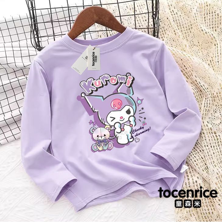 新しい女の子の長袖tシャツlomi春と秋の漫画カジュアルコットンベースシャツtop
