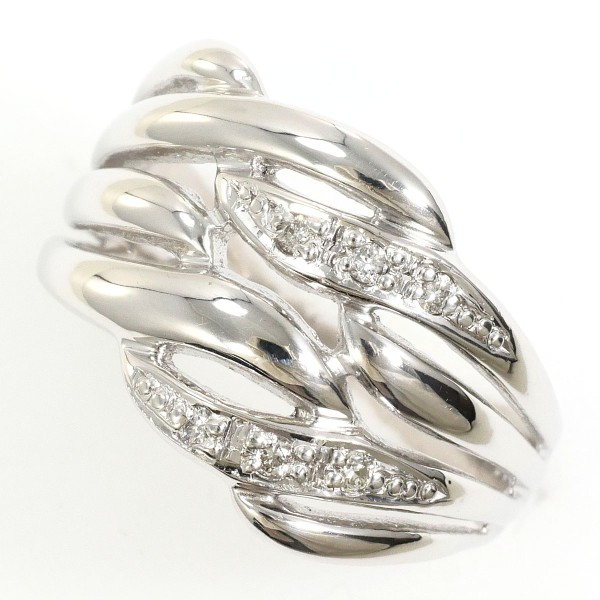 K18 18金 WG リング 指輪 11号 ダイヤ 0.06 カード鑑別書 ジュエリー 中古