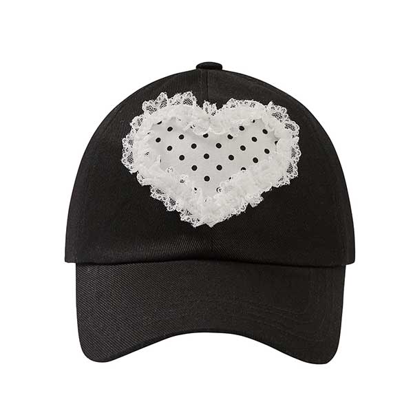 [公式 正規品] 深め キャップ ハートドット レース 帽子 韓国 ファッション 小顔 レディース 紫外線対策 おしゃれ 可愛い