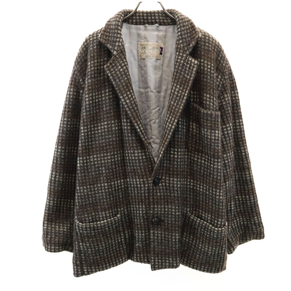 Hilda Ltd 80s アイスランド製 ヴィンテージ 日本規格 ニット テーラードジャケット L ブラウン メンズ