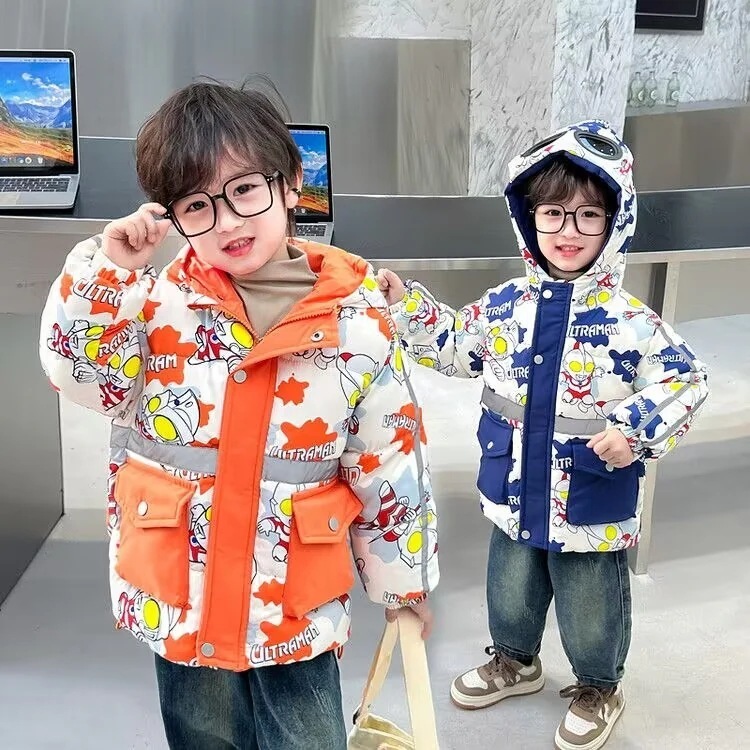 大好評 ウルトラマンボーイコートの綿入れ冬の新作子供秋冬アニメファッション綿入れと綿入れ 5,068円