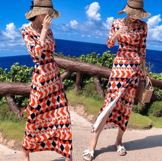 【新品開催 】エスニック ラップワンピース ビート 水着上に着るワンピース 8,980円