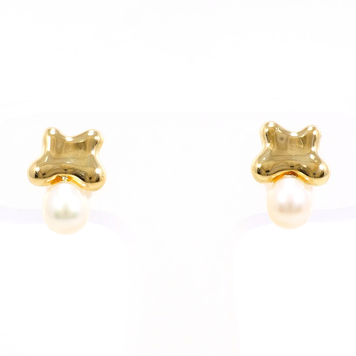 ピアス K18 18金 YG イエローゴールド パール（真珠） 総重量約0.7g 中古