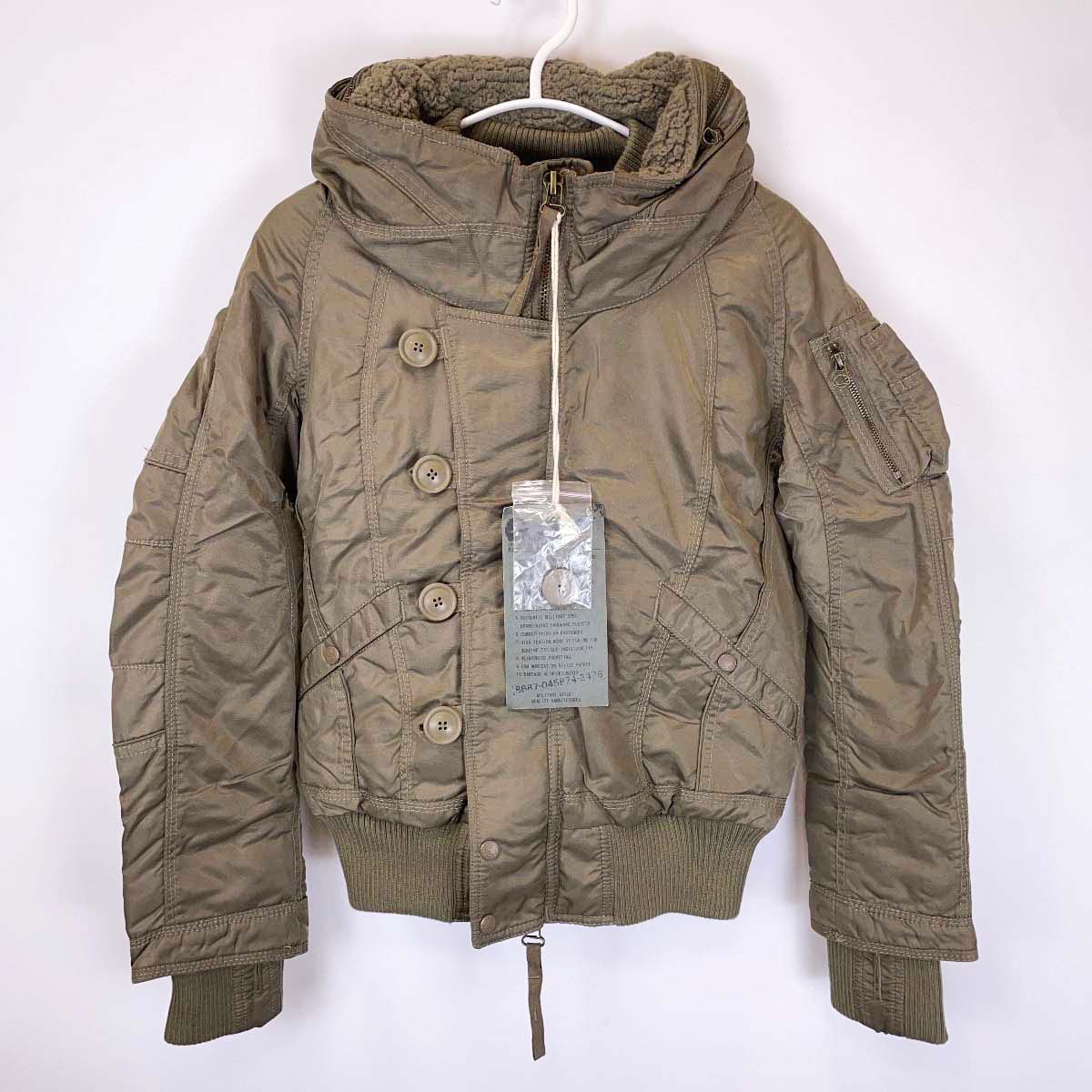 【中古・未使用品】goa ゴア 00s 裏ボア スタンドカラー 短丈 ミリタリー フライトジャケット F カーキ 31258011 レディース アウター