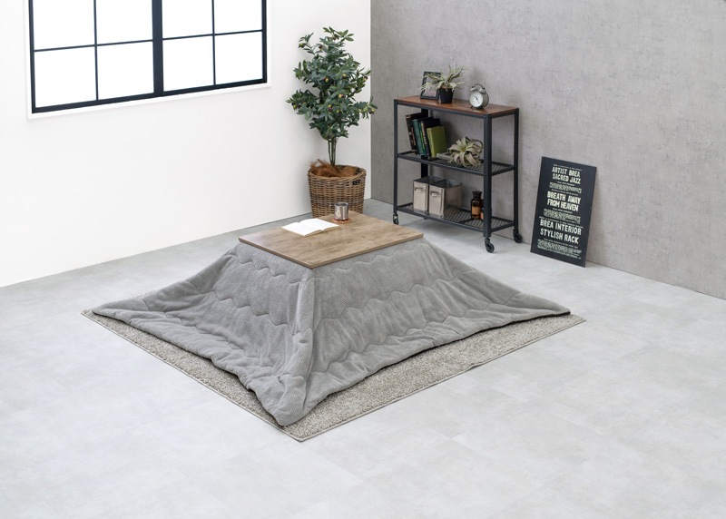 こたつセット こたつ うす掛布団 2点セット アンティークナチュラル/グレー 75x60cm ヴィンテージテイスト 継足 オールシーズン コタツ テーブル