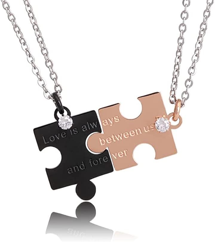 ペアネックレス カップル プレゼント ジュエリー メンズ レディース(ブラック＆ピンクゴールド)