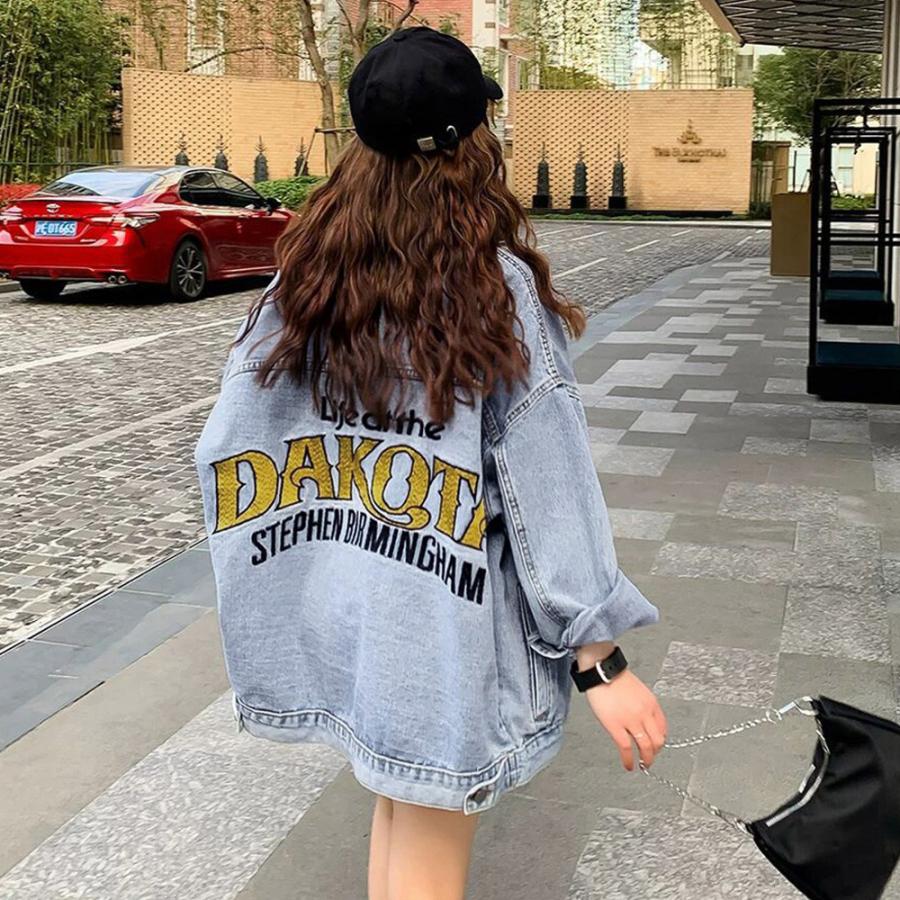 人気の新作先行発売レディース デニムジャケット バックロゴ【短納期】