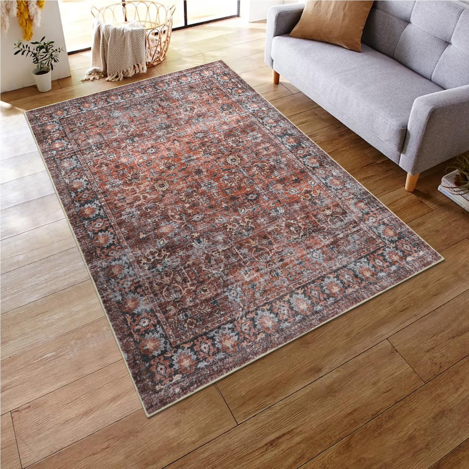HAOCOO ラグ 洗える 120×160cm オールシーズン適用 ペルシャ風 ラグマット 1.5畳 ふわふわ おしゃれ 滑り止め 低反発 防ダニ 防臭 軽量 防音マット 室内用 デスクマット ダイニ