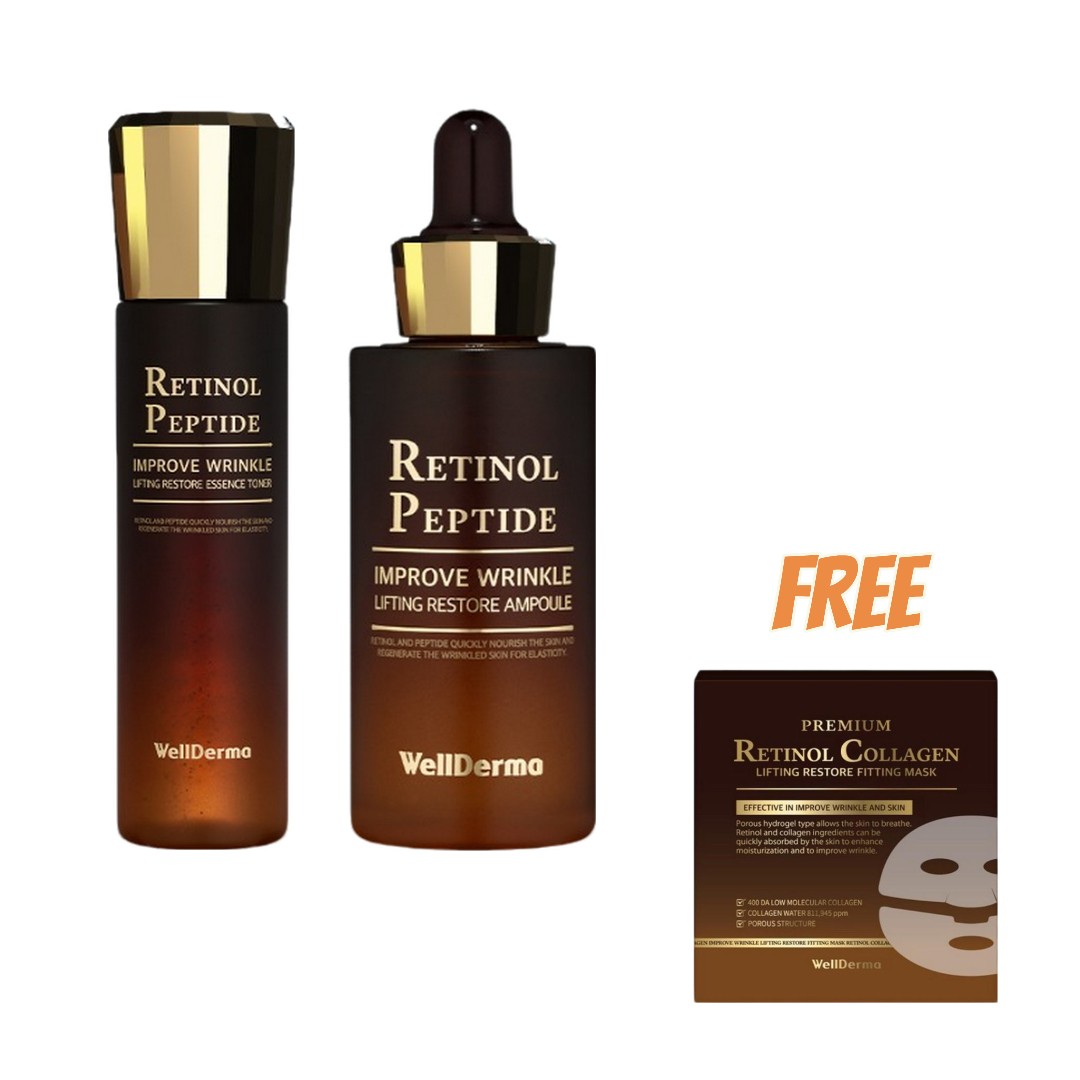 ウェルダーマ 3点セット レチノールペプチド リフティングリストア エッセンストナー150ml＋アンプル30ml＋フィッティングマスク1枚プレゼント