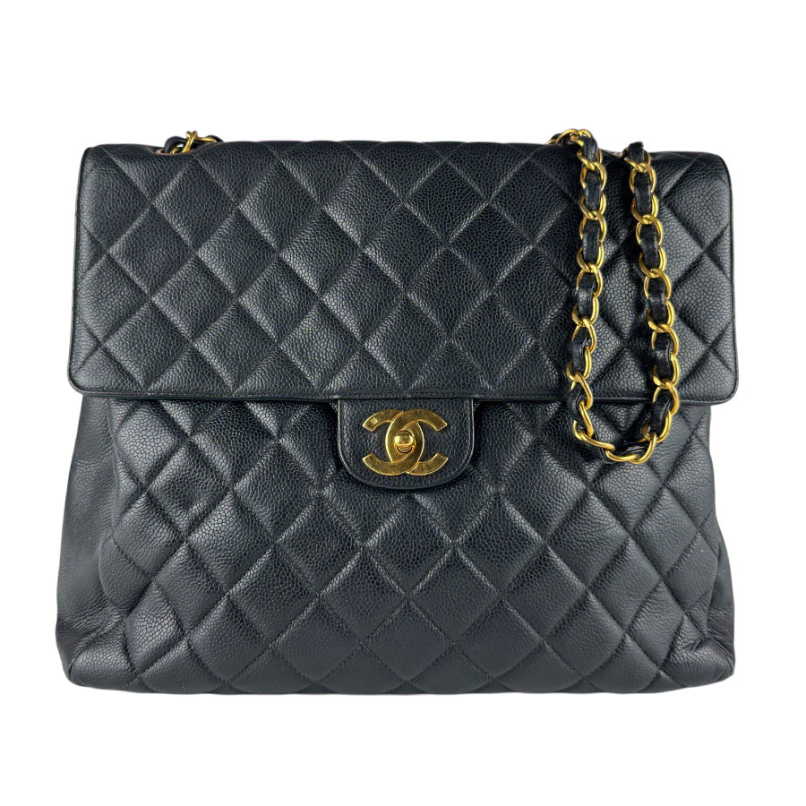シャネル CHANEL ショルダーバッグ キャビアスキンレザー ブラック ゴールド レディース z9840