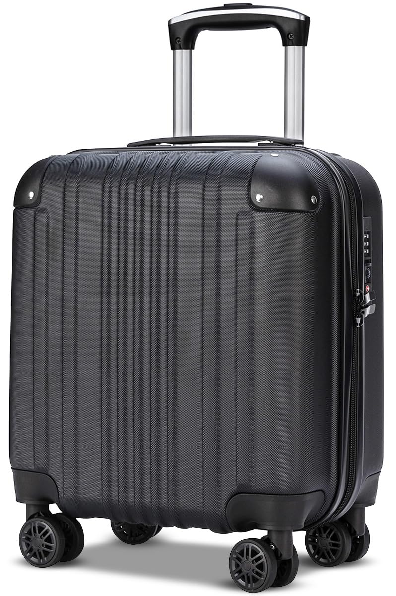 ABSスーツケース キャリーバッグ キャリーケース 大容量 超軽量 TSAロック ダブルキャスター 静音 旅行 ビジネス… (ブラック, S-Small)