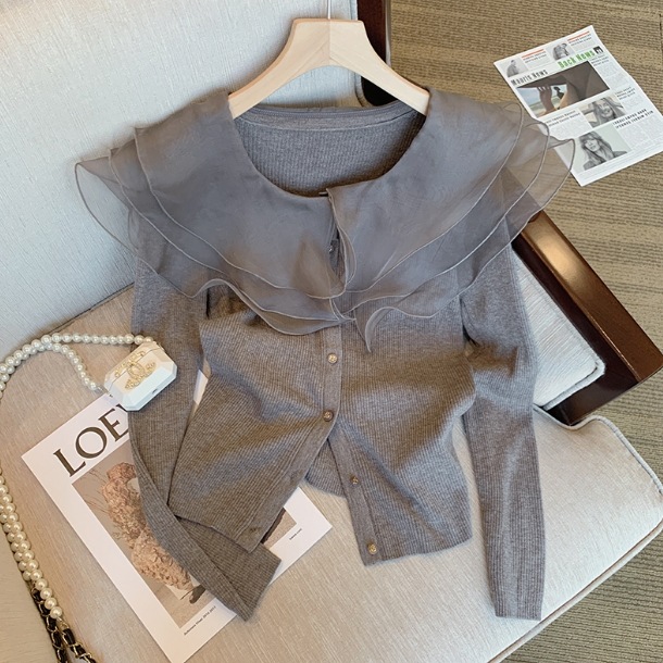 トップス ブラウス カットソー カーディガン ショート丈 袖あり 長袖 ラウンドネック 襟付き シフォン 前開き かわいい 大人可愛い きれいめ 大人 上品 おしゃれ レトロ 大人可愛い 大人女子 5,382円