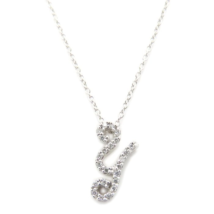 イニシャル ネックレス Y アルファベット ダイヤモンド0.11ct K18WG レディース/295013【中古】