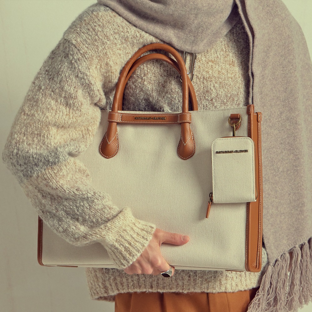 S11 LEATHER BRIDGE トートバッグ 通勤 ビジネスバッグ メンズ レディース ポケット付き 撥水 軽い 男女兼用 Brown Ivory