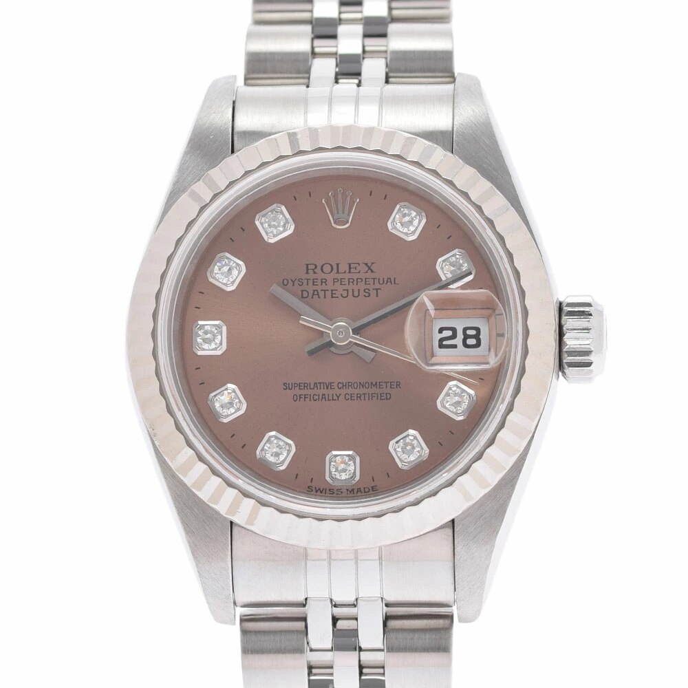【お気に入り】 ピンク文字盤 自動巻き 腕時計 WG/SS レディース 69174G 10Pダイヤ デイトジャスト ロレックス ROLEX Aランク 銀蔵 中古 その他 ブランド腕時計