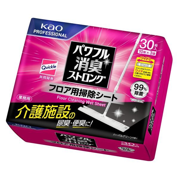 （まとめ買い）パワフル消臭フロア用 掃除シート 30枚入 ハーバルグリーンの香り 業務専用447203 [x3]