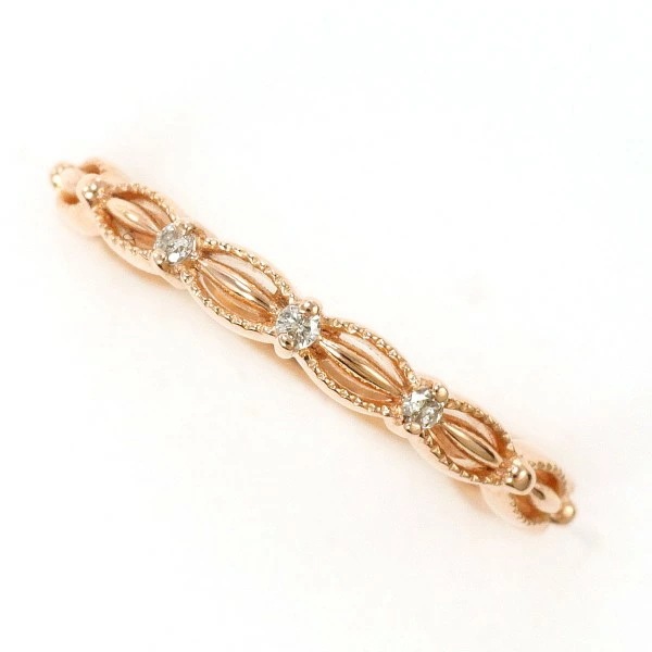 アガット K10PG リング 指輪 5号 ダイヤ 0.02 総重量約0.9g ジュエリー 中古