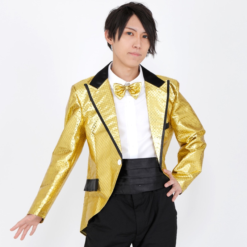コスプレ 仮装 Patymo kirakiraタキシード ゴールド 【 コスプレ 衣装 ハロウィン 仮装 コスチューム タキシード 余興 燕尾服 大人用 パーティーグッズ 】