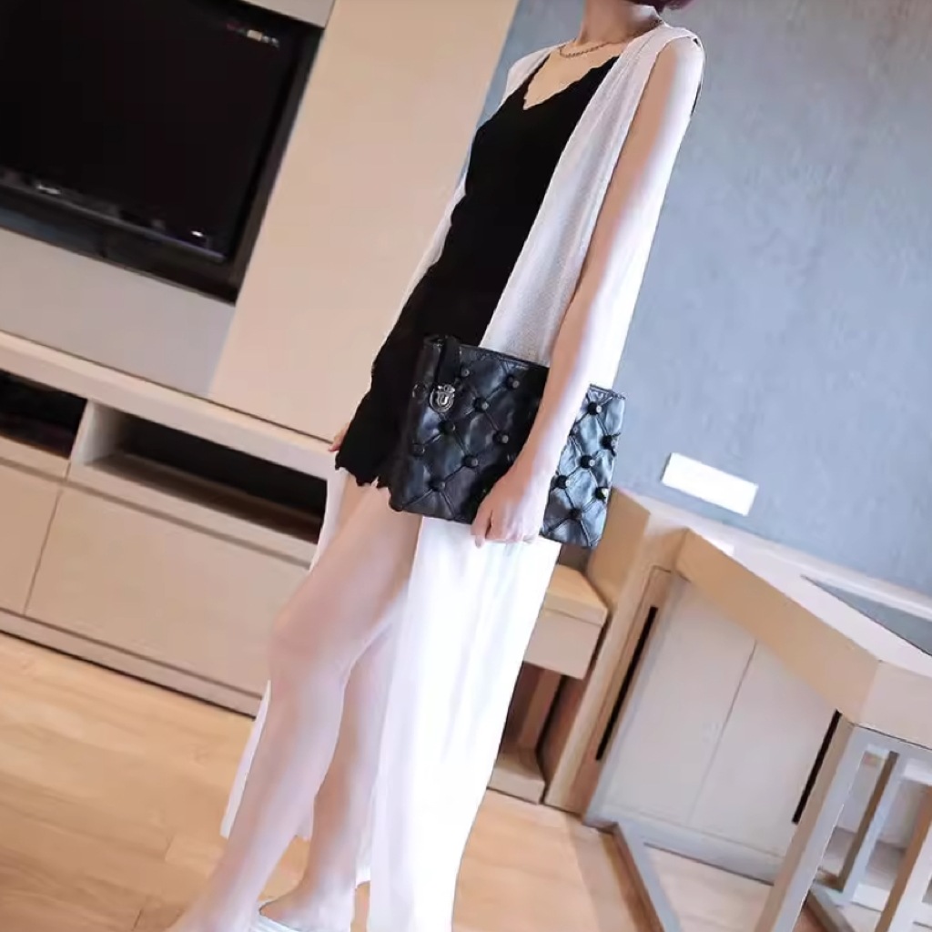 レディース カーディガン ベスト 羽織 前開き ミディアム 膝下 ロング 袖なし ノースリーブ スリム ストレート オーバーサイズ 透け感 コンサバ 大人可愛い きれいめ シンプル カジュアル 7,104円