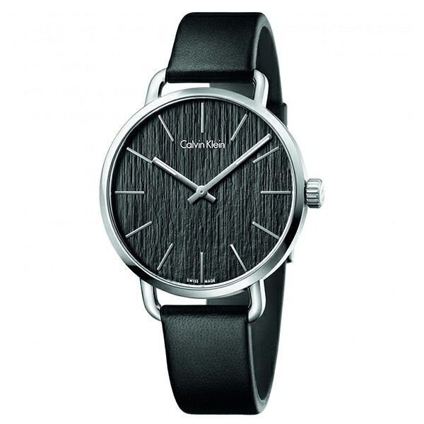 訳あり BOX無し 収納ケース付き 1本用 カルバンクライン 時計 メンズ 腕時計 手表 EVEN イーブン 42mm シルバーケース ブラック レザー K7B211C1 ビジネス 男性 時計 誕生日