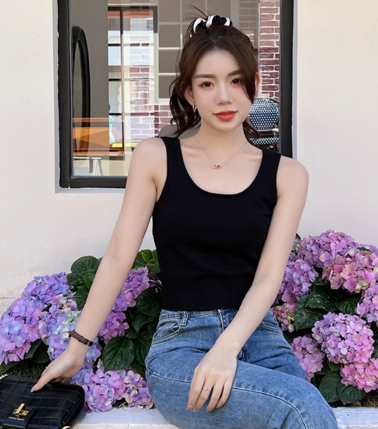 トップス デート モテアイテム タンクトップ ショート丈 ニット 可愛い きれいめ 上品 おしゃれ かっこいい 可愛い ラブリー キュート ガーリー クール モード系 セクシー エレガント