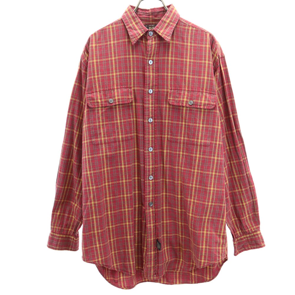RRL 90s 初期タグ 赤3星 オールド チェック柄 長袖 シャツ S 赤系 ダブルアールエル RALPH LAUREN メンズ
