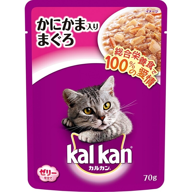 （まとめ買い）マース カルカン パウチ 1歳から かにかま入りまぐろ 70g 猫用 ゼリー仕立 [x40]