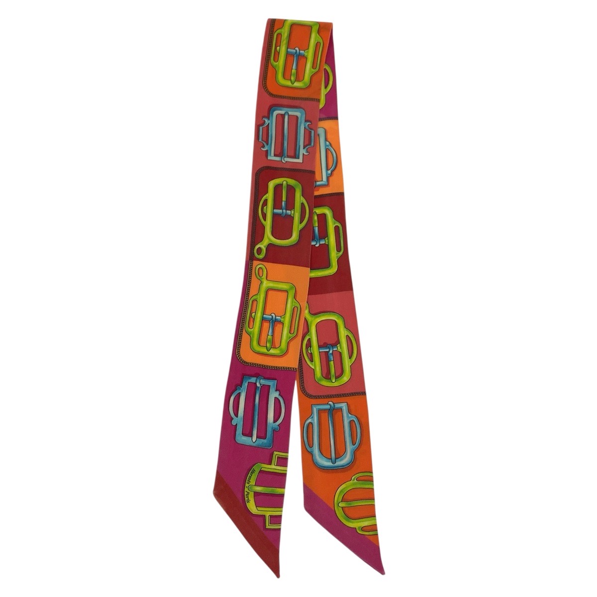 アトラージュのバックル ツイリー オレンジ ビンク シルク スカーフ リボンスカーフ レディース 503913 11,988円