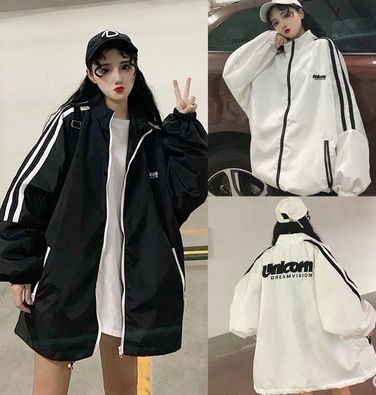 アウター ジャケット ビックシルエット ジャンパー 上着 ウィンドブレーカー 長袖 ドロップショルダー ストレート 切り替えデザイン Aライン フード付き ファスナー ポケット 前開き 大人可愛い
