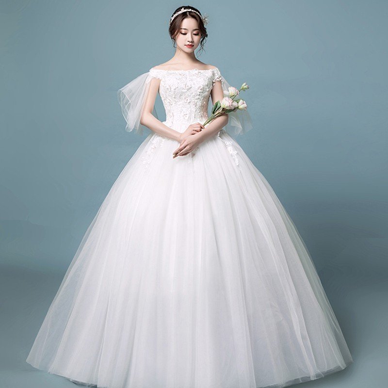 ウェディングドレス 半袖 安い 花嫁 プリンセスラインドレス 結婚式 白 ウエディングドレス 披露宴 二次会 パーティードレス ブライダル ロングドレス