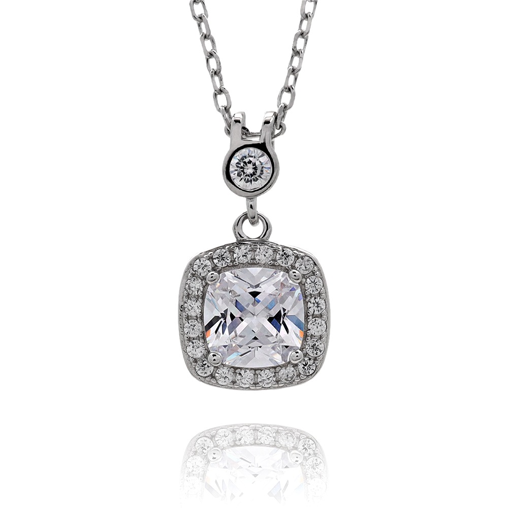 S925 スクエア 四角 ネックレス [fhns027-silver]