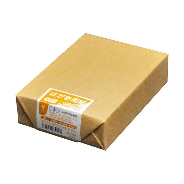 （まとめ）TANOSEE レーザープリンター用 はがきサイズ用紙 水 1冊（200枚） [x30]