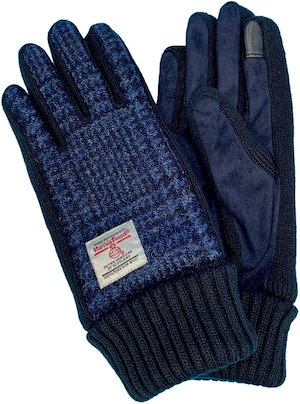 ハリスツイード Harris Tweed レディース 手袋 スマホ対応 ニットマチ (ネイビー千鳥)