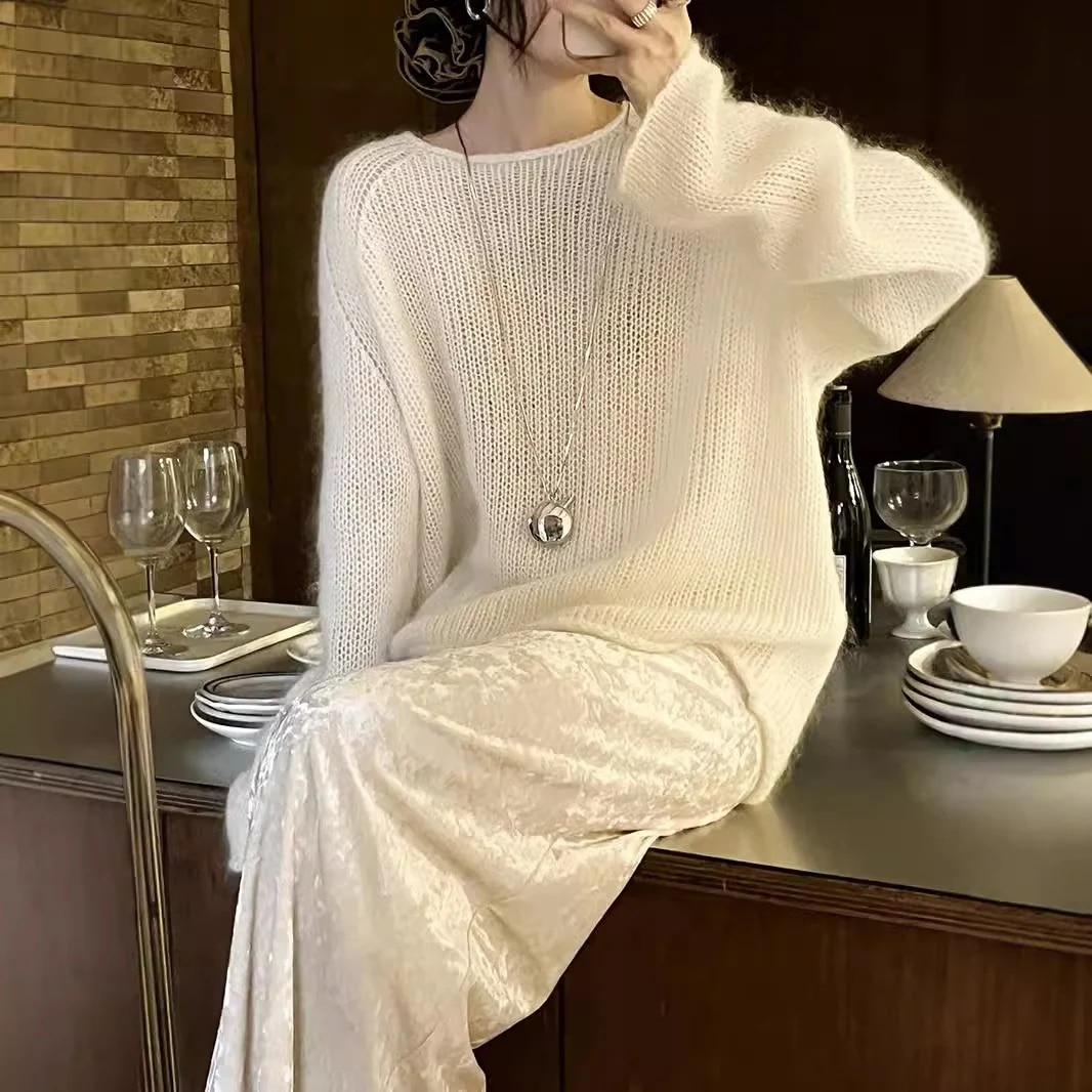 ニットセーター極暖裏起毛ニットワンピース 保温 無地 長袖 ドロップショルダー ニット冬服