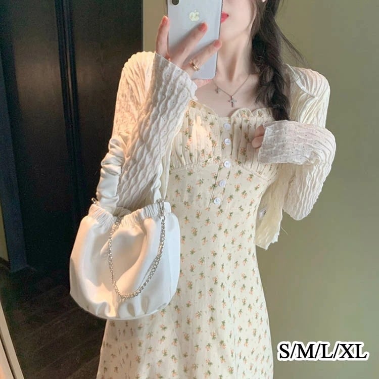 【2025新作】ワンピース セットアップ 春 夏 ロング丈 ロングワンピース 2点セットワンピース 花柄 スリム キャミソール 半袖 ハーフスリーブ カーディガン 大人 上品 セット aライン マキシ