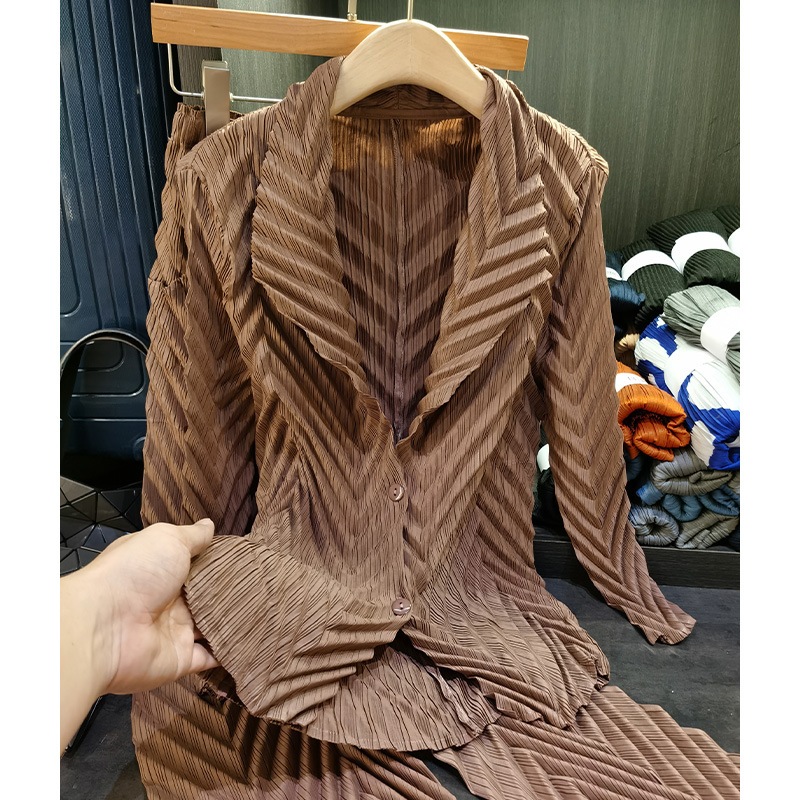 ファッションスーツ秋らしさ通勤スーツフリルコートストレートパンツ2点セット