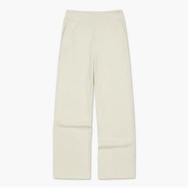 パンツ JQS QP322OFP91-WYL 女性用コンピニット ワイドパンツ ホワイト イエロー