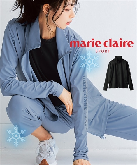 ジャンパー・ブルゾン さらタッチスタンドカラージャケット 接触冷感・UVカット marie claire SPORT