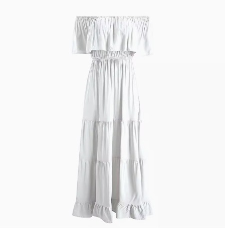 レディース ワンピース フレア フレアスカート マキシ オフショルダー フェミニン ウエストゴム 伸縮性 切り替えデザイン かわいい 大人可愛い シンプル 上品 おしゃれ アジアン エスニック