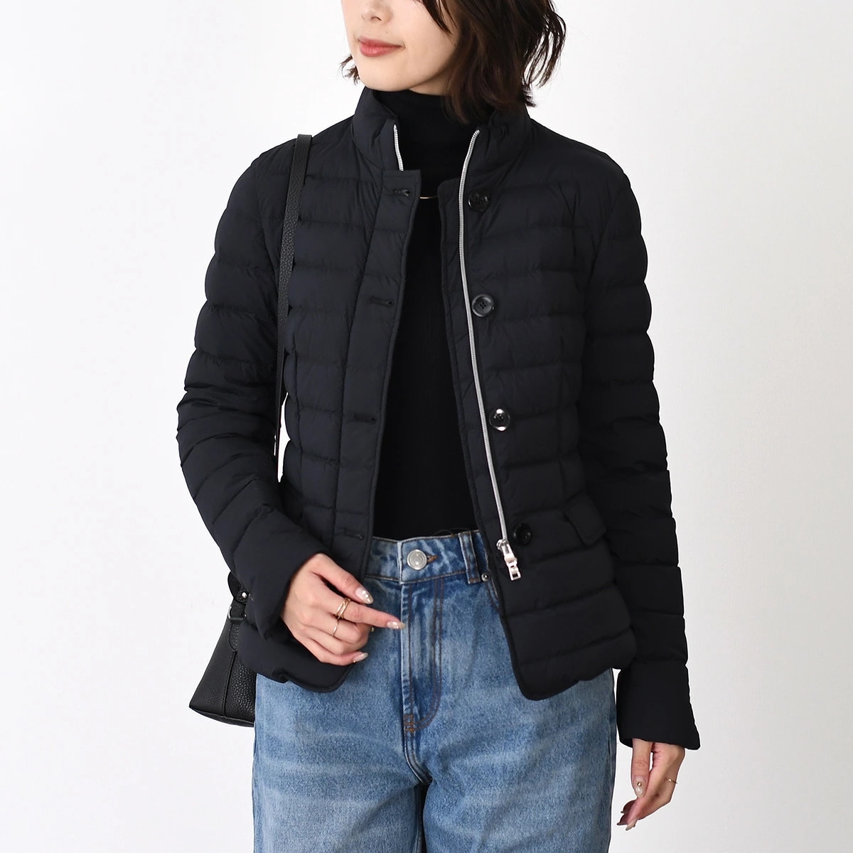 ダウン アウター PI00120DR 12431SZ パッカブル ストレッチナイロン ダウンジャケット レディース ブラック 黒 無地