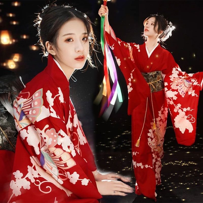 浴衣 レディース ゆかた 浴衣+帯 赤 花柄 大人 可愛い 着物 和服 和装 簡単 着付け 和柄 古