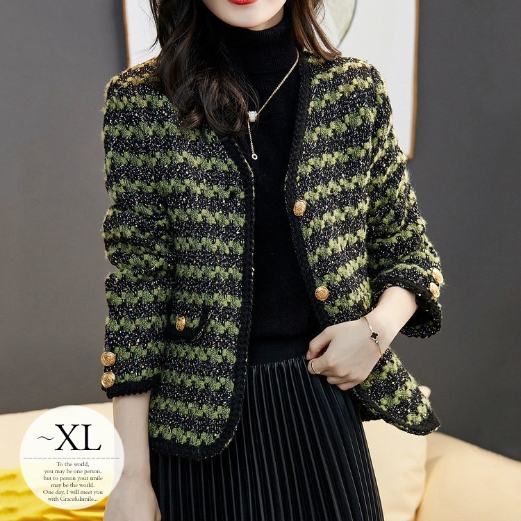 スーツジャケット コート ショートコート アウター レディース 大きいサイズ 卒園式 卒業式 入学式 入園式 トップス ツイード地 30代 40代 50代 オフィス 通勤 グリーン きれいめ ボーダ