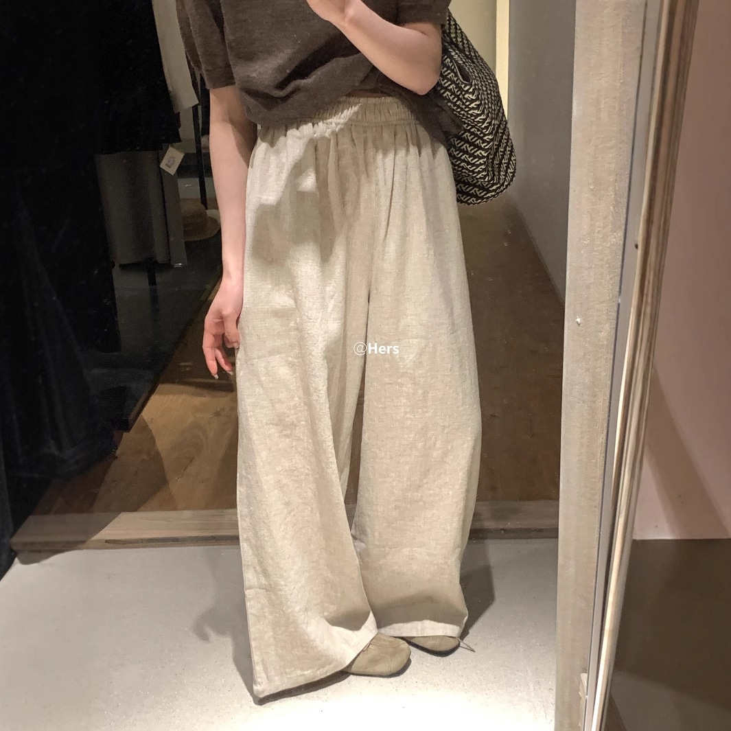 11 彼女は女性のための綿の糸ワイドレッグパンツ夏のハイウエストゆるい垂れ下がった女性のための怠zyなストレートシンカジュアルフロアズボン