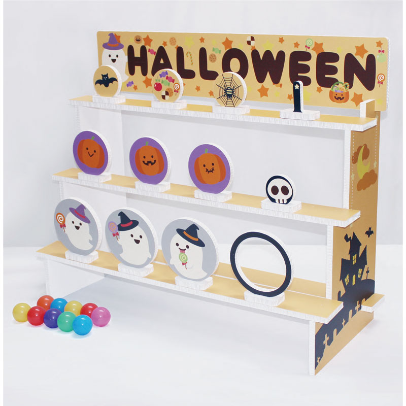 的当てゲームゴースト＆パンプキン H82×W100×D40cm　/　ハロウィン エコ素材 Re-Board 店頭 季節 イベント 展示 ゲーム 店舗装飾 販促