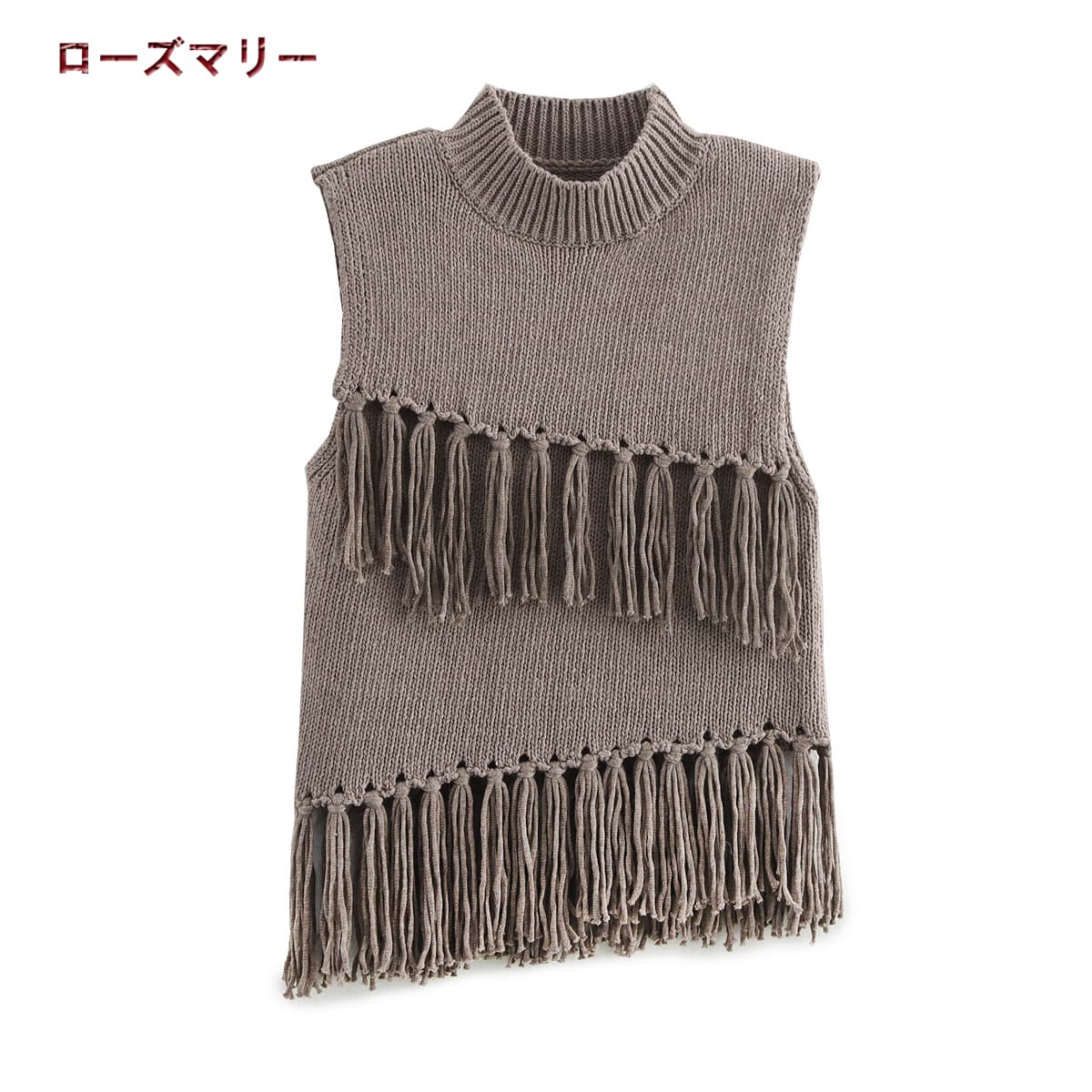 欧米風2024.12.05 秋冬 新作 カジュアルなクルーネック ニットトップス ノースリーブのフリンジカットソー ベーシック 2411352