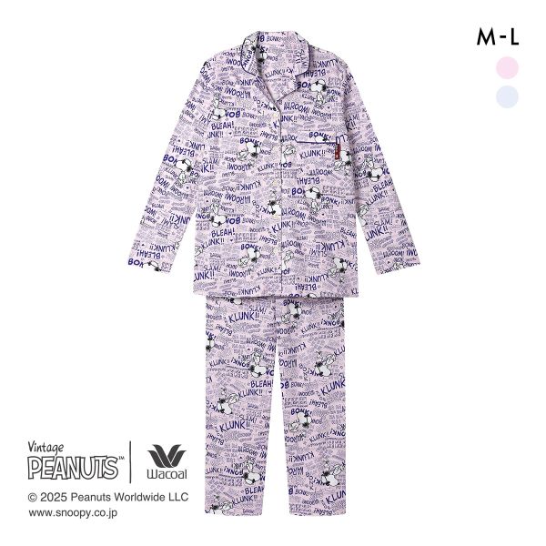 ワコール PEANUTS×ワコール シャツパジャマ 長袖 上下セット 綿100％ レディース Wac
