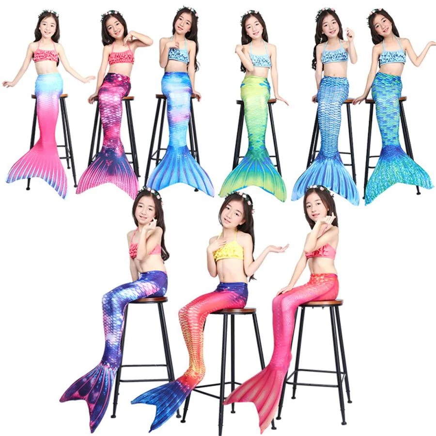 人魚姫 マーメイド水着 女の子　子供 ビキニ3点セット　フィン能　コスプレ衣装　可愛い 仮装 イベント プレゼント パーティー プレゼント7