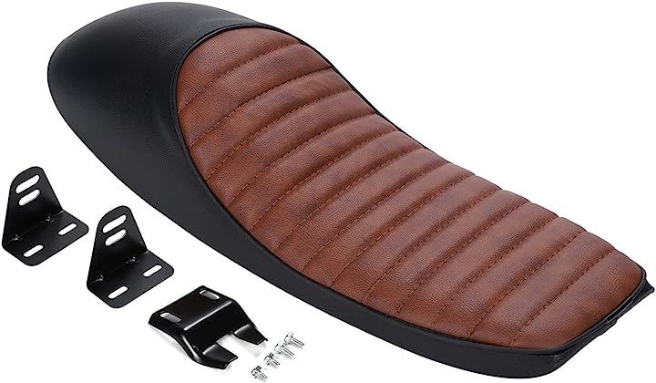 SUZUKI トラッカー バイク ロング シート SR400 TW200 SRV250 ヤマハ ルネッサ TW225 スズキ グラストラッカー ホンダ FTR223(ブラックxブラウン)