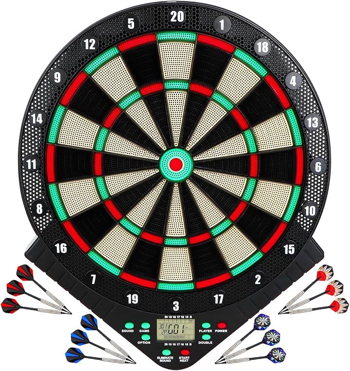 ダーツボード 電子ダーツボード 初心者・初中級者向け 自動採点 音声機能 ゲーム・競技・練習 静音モード(ブラックレッドグレーン, C)