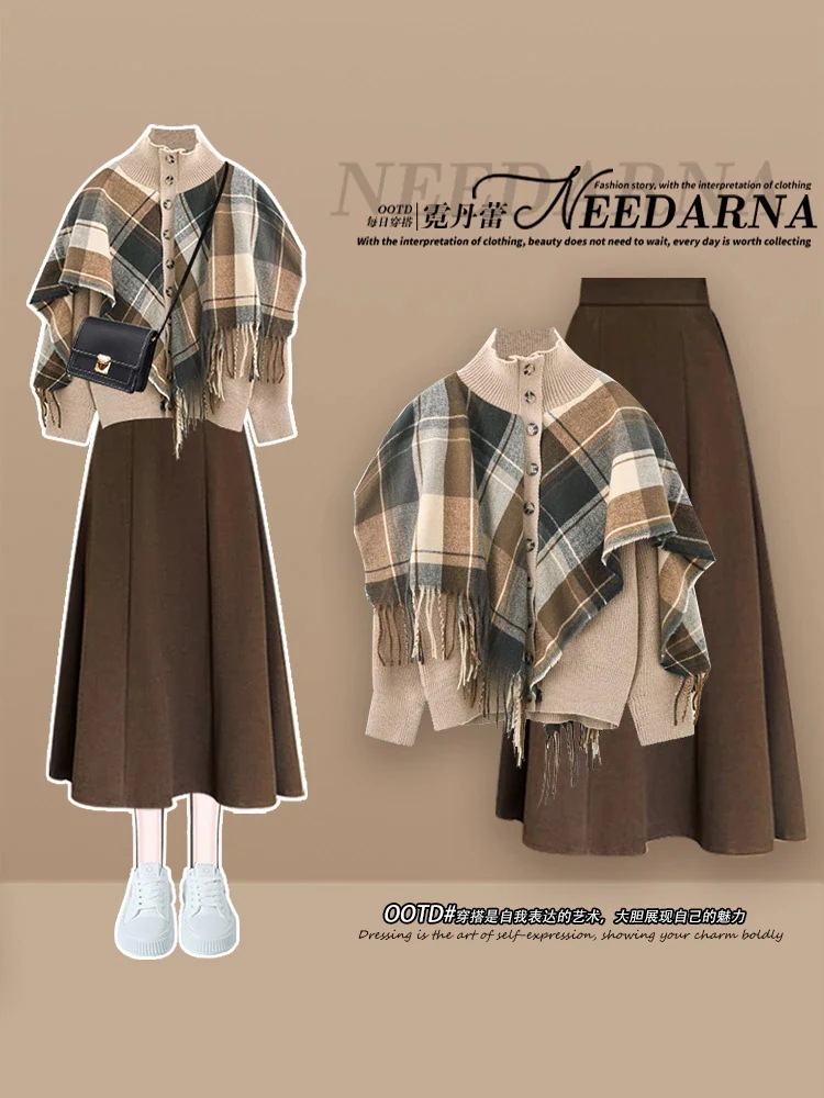 【期間限定特価】韓国ドラマの女性用超素敵ニットワンピース秋冬スカートスーツツーピース気質ロングスカートセーター 母の日のプレゼント